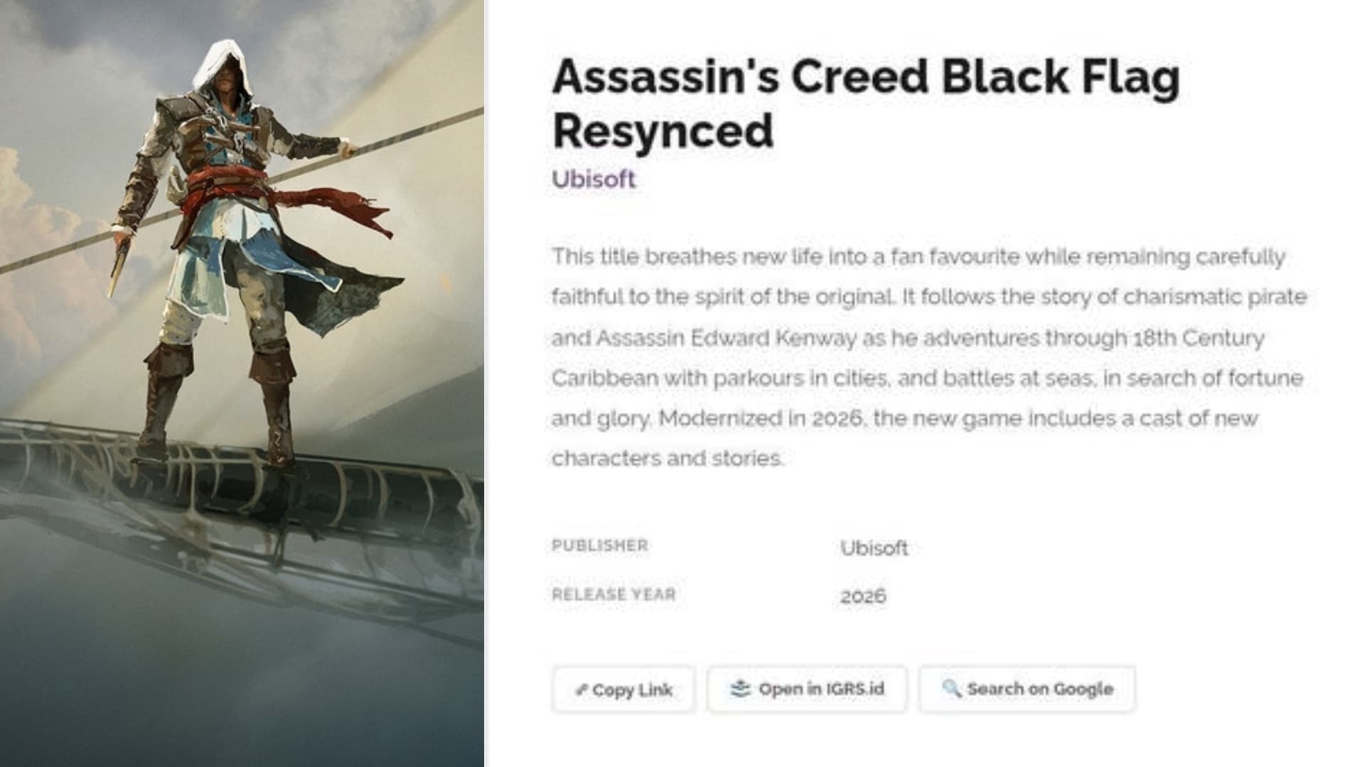 Assassin's Creed Black Flag Resynced: el primer remake oficial de la franquicia ya está confirmado